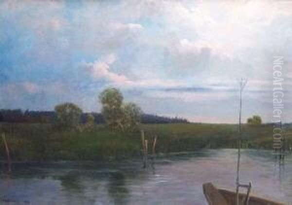 Am Lehnitzsee Bei Neu-fahrland Oil Painting by Albert Wohlenberg