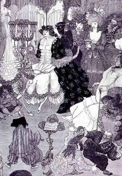 Illustration, probably from The Battle of the Beaux and the Belles c.1896 Oil Painting by Aubrey Vincent Beardsley