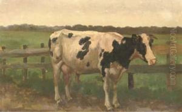 A Cow In A Meadow Oil Painting by Herman Wolbers