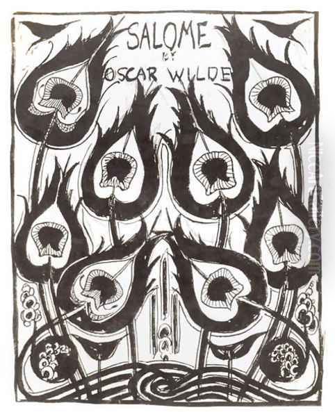 Original sketch for the cover of 'Salome' by Oscar Wilde (1854-1900) c.1894 Oil Painting by Aubrey Vincent Beardsley