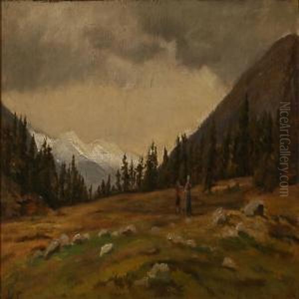 Autumn Mountain Landscape, 
Presumably From Southerngermany Or Switzerland Oil Painting by Hans Hinrich Wolder Schwensen