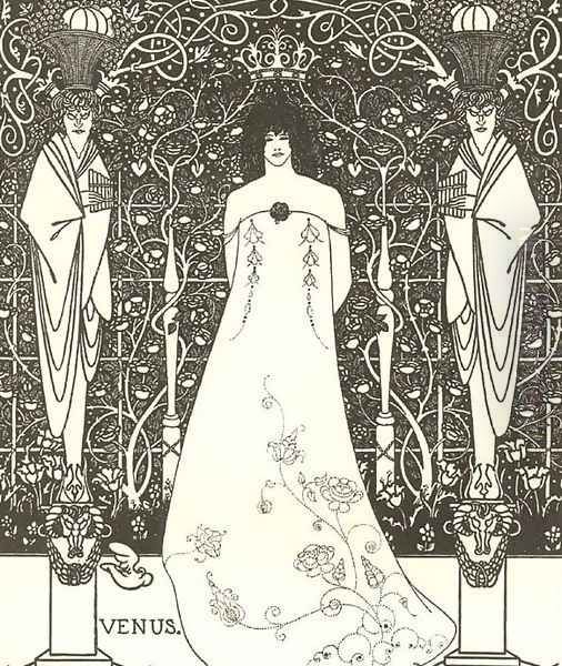 Venus Between Terminal Gods Oil Painting by Aubrey Vincent Beardsley