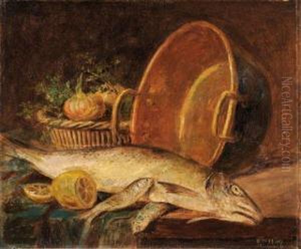 Nature Morte Aux Truites Oil Painting by Camille Aime Fr. Wolf