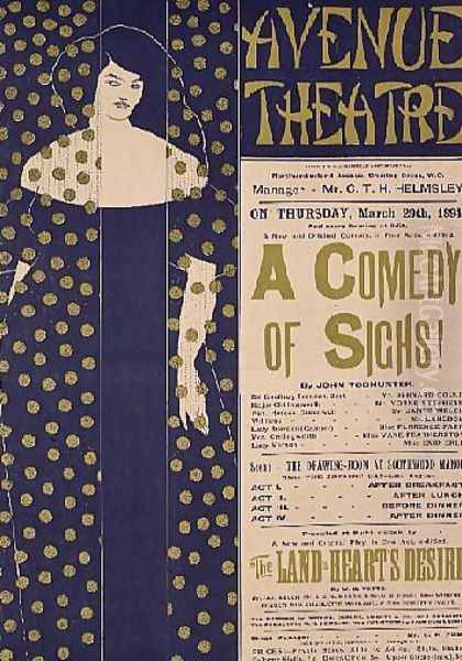 Poster advertising 'A Comedy of Sighs', a play, 1894 Oil Painting by Aubrey Vincent Beardsley