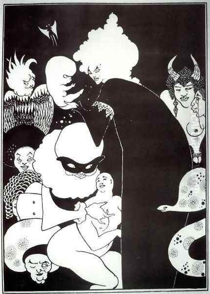 Lucians Strange Creatures Oil Painting by Aubrey Vincent Beardsley