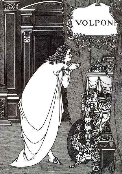 Volpone Adoring his Treasures Oil Painting by Aubrey Vincent Beardsley