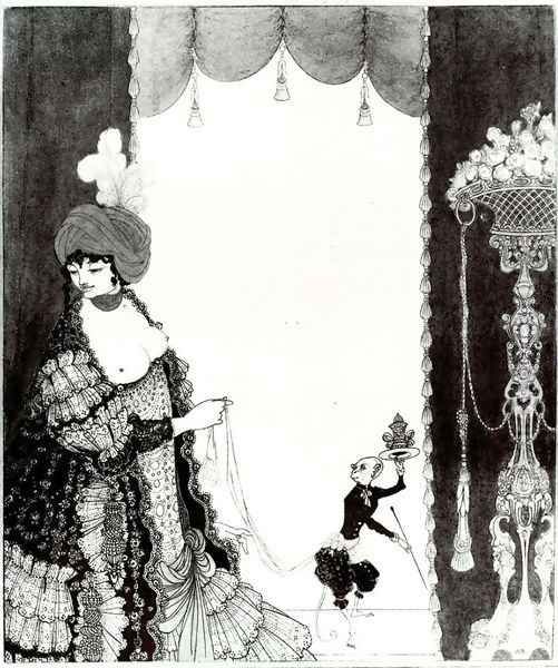 The Lady with the Monkey Oil Painting by Aubrey Vincent Beardsley