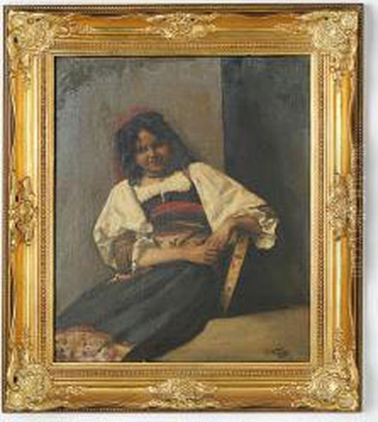 Gypsy Girl Oil Painting by Otto Wolf-Oschatz