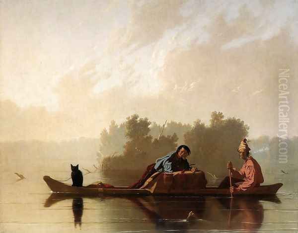 Fur Traders Descending the Missouri Oil Painting by George Caleb Bingham