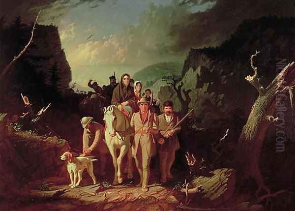 Daniel Boone escorting settlers through the Cumberland Gap, 1851-52 Oil Painting by George Caleb Bingham