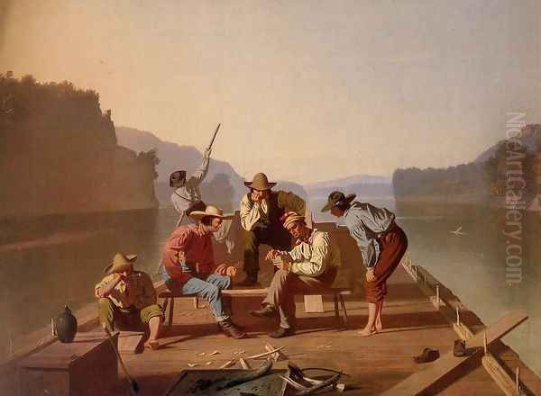 Raftsmen Playing Cards 1847 Oil Painting by George Caleb Bingham