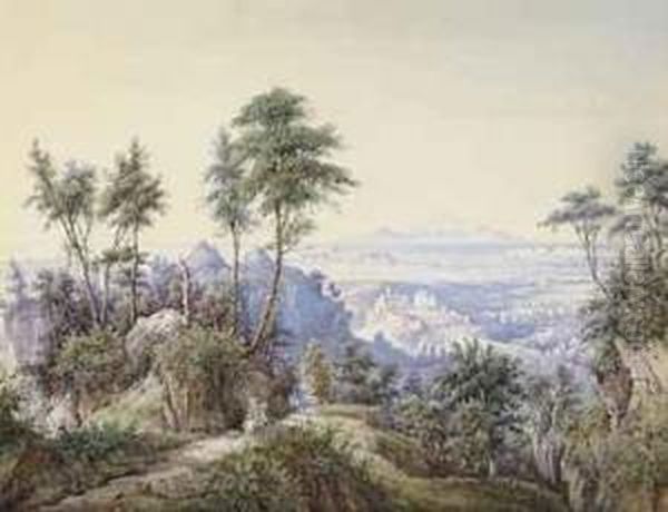 A View Of Troy From The Hills, Looking Out To The Aegean Oil Painting by Johann Jacob Wolfensberger