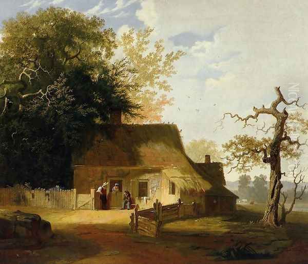 Cottage Scene Oil Painting by George Caleb Bingham