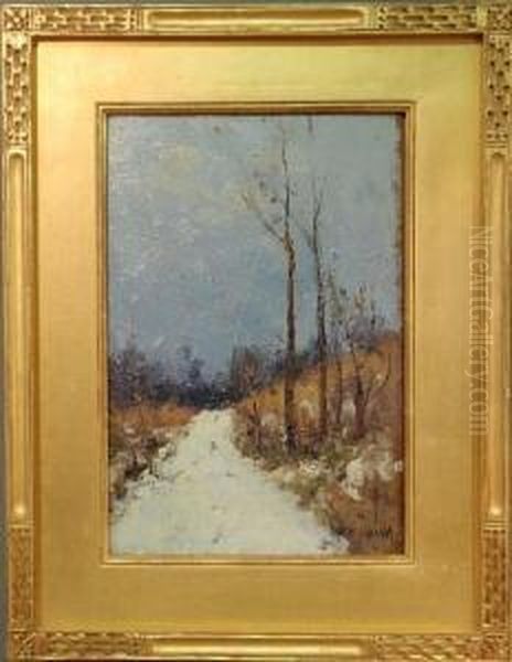 A Winter Landscape With A Snow Oil Painting by Gustave Wolff