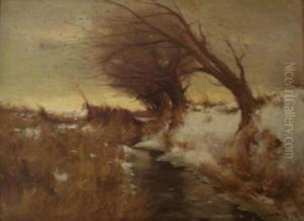 Paysage De Neige Oil Painting by Gustave Wolff