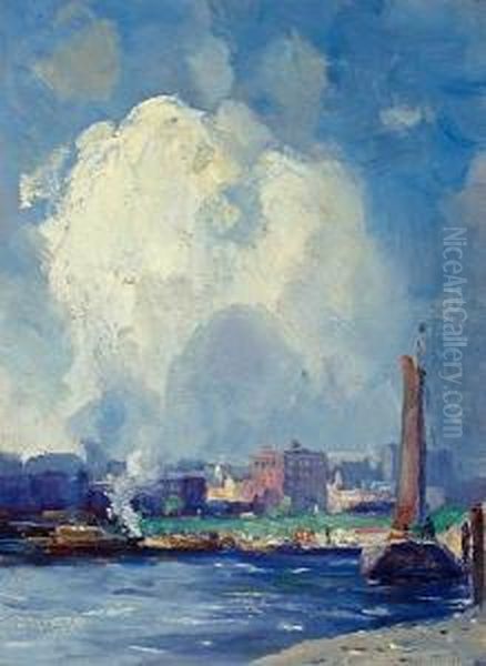 Harbor View Oil Painting by Gustave Wolff