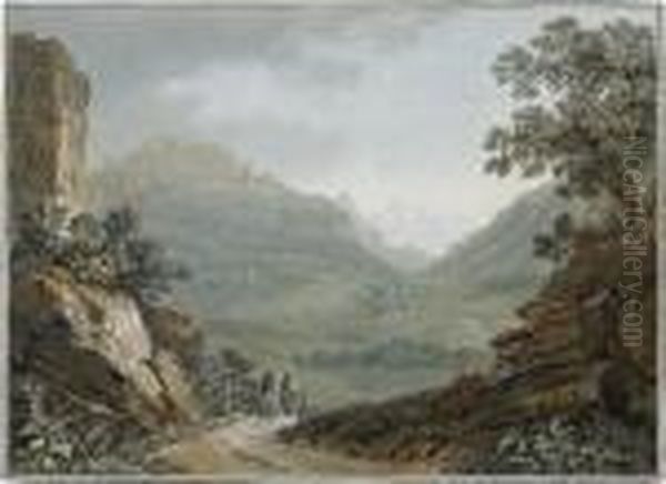 Burgruine Resti Bei Meiringen Mit Blick Gegen Den Reichenbachfall Oil Painting by Jeremias Wolff