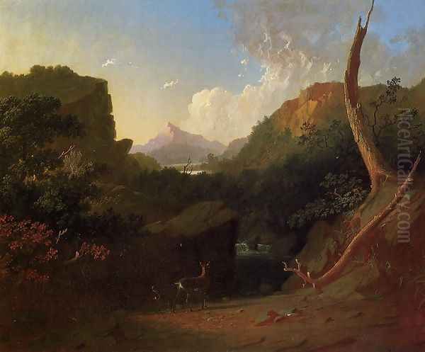 Deer in a Stormy Landscape Oil Painting by George Caleb Bingham