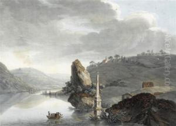 Monument At Meggenhorn At Lake Lucerne Oil Painting by Jeremias Wolff