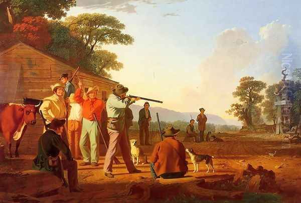 Shooting for the Beef Oil Painting by George Caleb Bingham