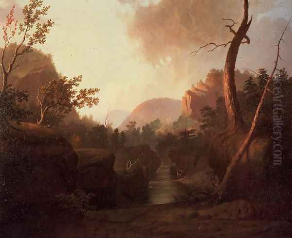 Deer in Landscape Oil Painting by George Caleb Bingham