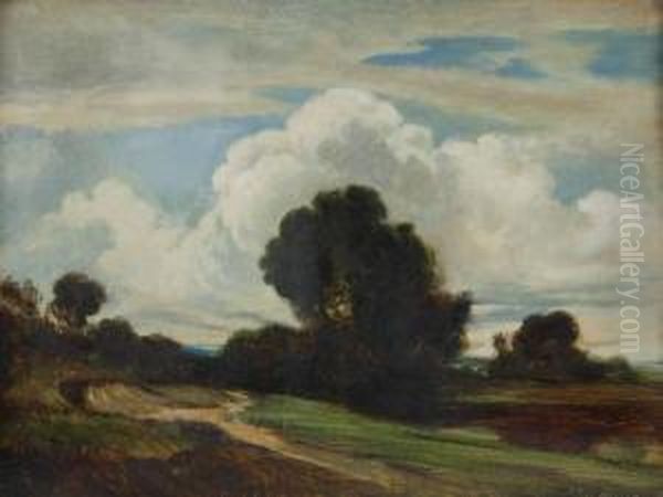 Baumbestandene Sommerlandschaft Oil Painting by Friedrich Ernst Wolfrom