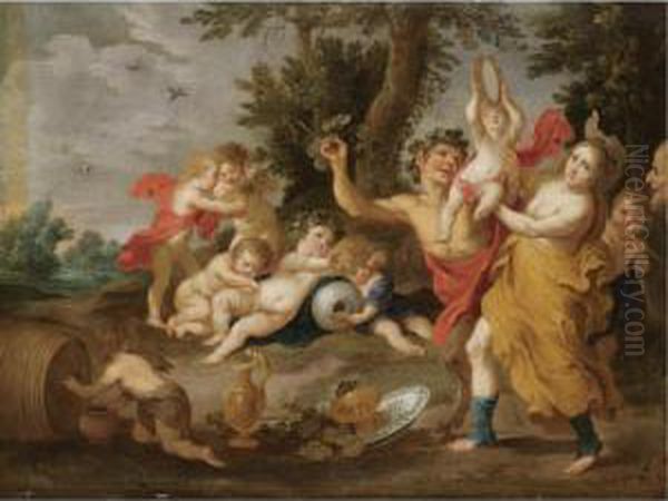 A Bacchanal Oil Painting by Victor Wolfvoet