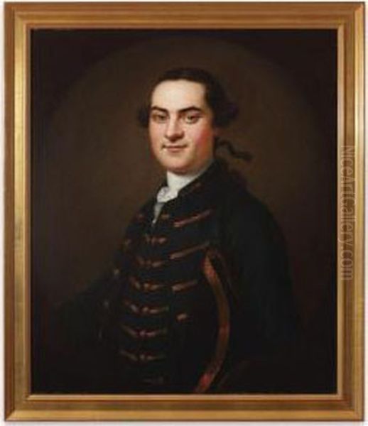 Portrait Of A Gentleman In A Blue Coat With Gold Trim, Said To Bejohn Swift Oil Painting by John Wollaston