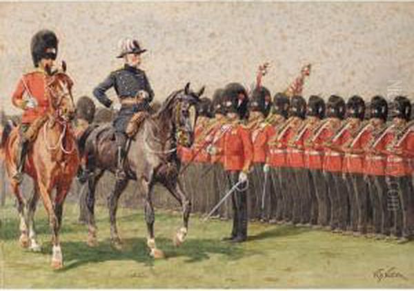 Lord Roberts Inspecting The Troops Oil Painting by William Barnes Wollen