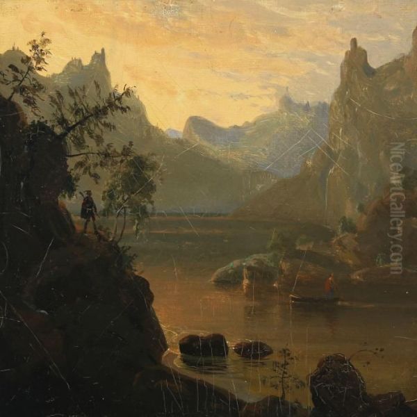 Mountainscape Oil Painting by Friedrich Ernst Wolperding