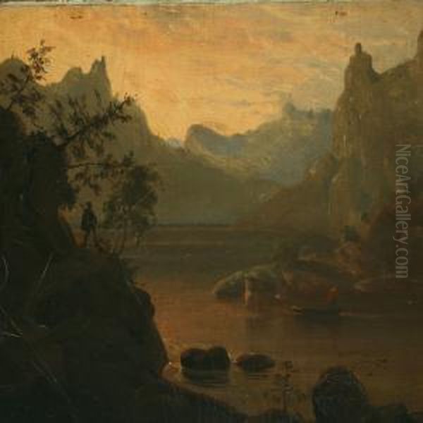 Mountainscape Oil Painting by Friedrich Ernst Wolperding