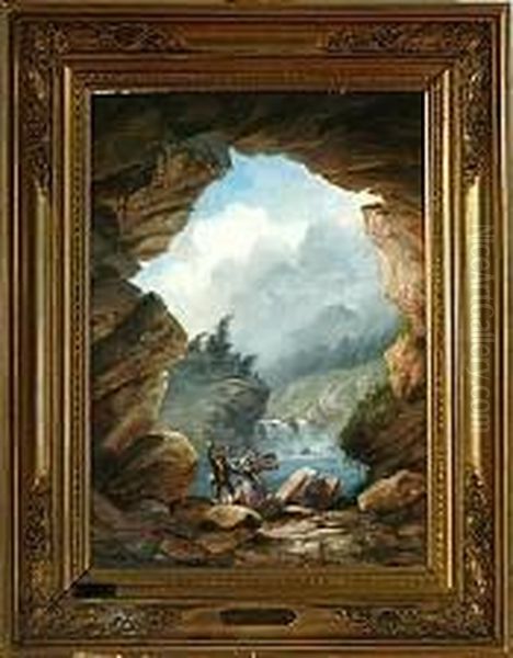 Tyrolean Cave Scenery Oil Painting by Friedrich Ernst Wolperding