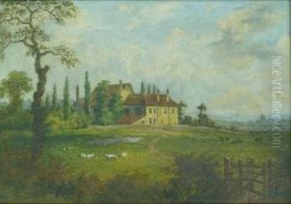 Farm On Hampstead Heath Oil Painting by Dean Wolstenholme, Snr.