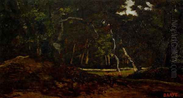 Sous-Bois A Fontainebleau Oil Painting by Antoine-louis Barye