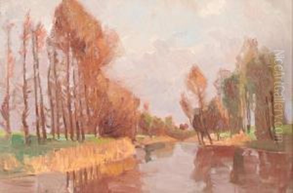 An Der Sieg Oil Painting by Anton, Toni Wolter