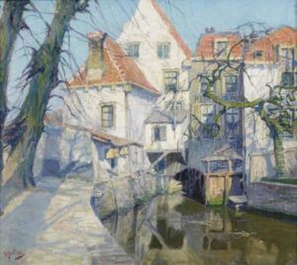 Muurhuizen In Amersfoort; Historical Houses Oil Painting by Hendrik Jan Wolter