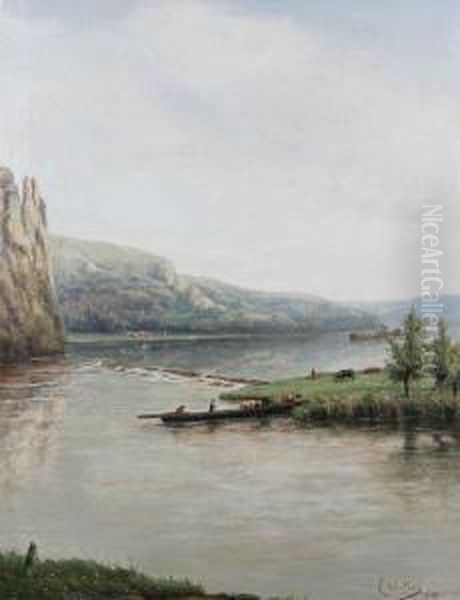 Dam In De Maasvallei Oil Painting by Eugene Wolters