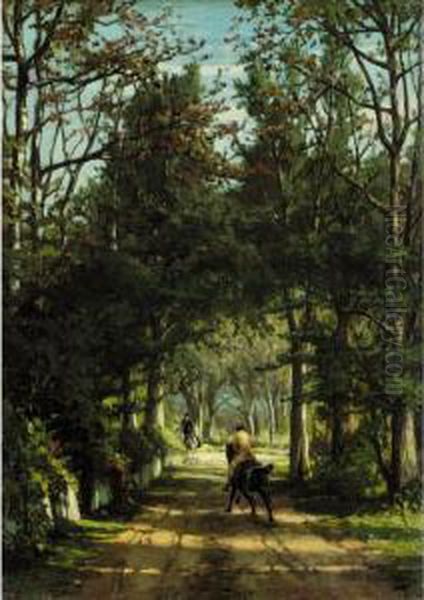 Cantering Through Woodland Oil Painting by Eugene Wolters