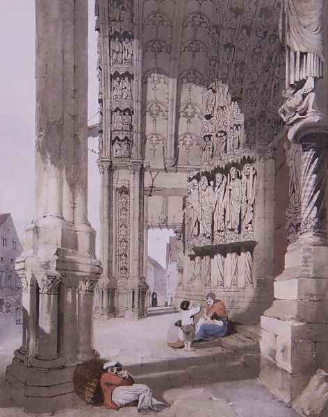 South Porch of Chartres Cathedral, 1839 Oil Painting by Thomas Shotter Boys