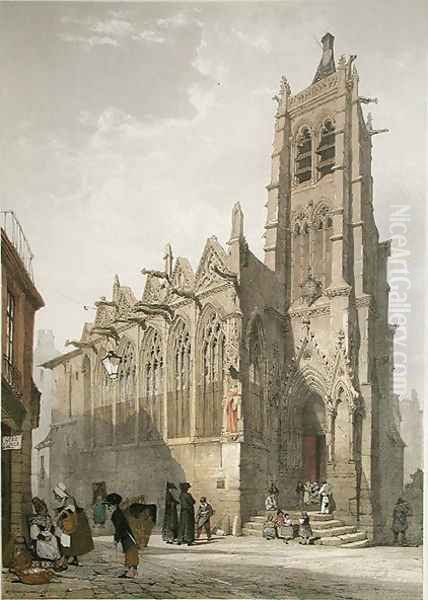 Exterior of the Church of St. Severin, Paris Oil Painting by Thomas Shotter Boys