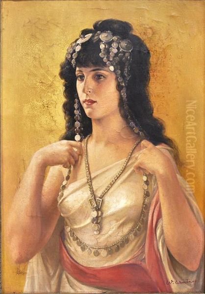 Potrait Einer Schonheit Im Orientalischem Gewand Oil Painting by William Clarke Wontner