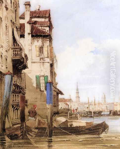 A Venetian Scene Oil Painting by Thomas Shotter Boys