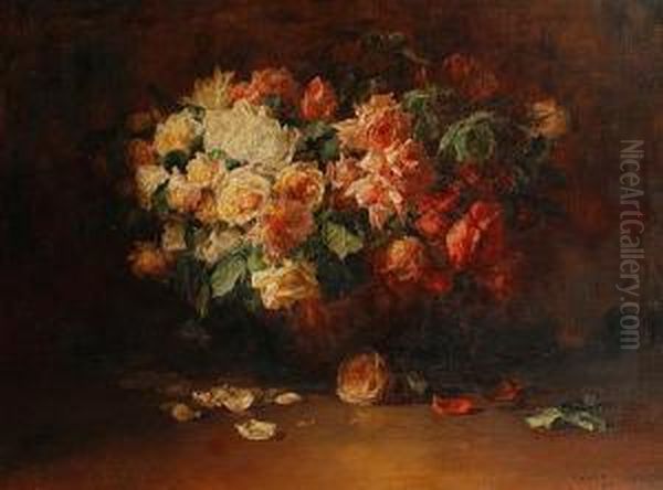 Still Life Of Roses Oil Painting by Catherine Mary Wood