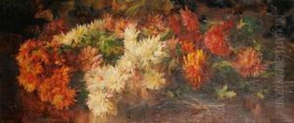 Still Life Of Chrysanthemums Oil Painting by Catherine Mary Wood