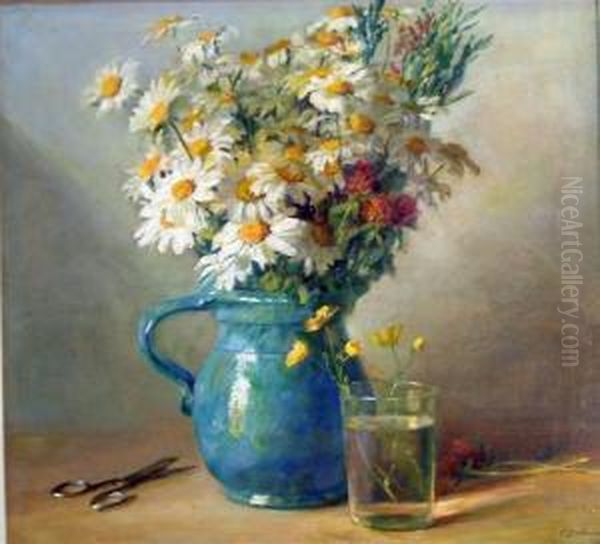 Wild Flowers In A Jug Oil Painting by Catherine Mary Wood