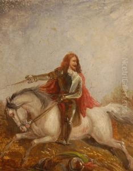 King Charles I On Horseback Oil Painting by Charles King Wood