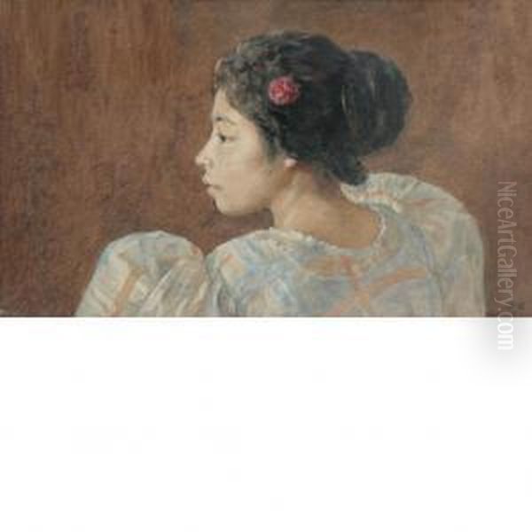 A Philippine Girl Oil Painting by Josephine Wood Colby