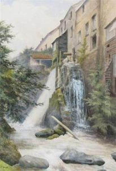 Watermill Oil Painting by Edgar Thomas Wood