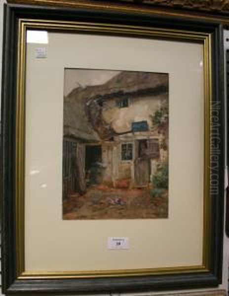 Woman At A Barn Door Looking Into Acourtyard Oil Painting by Emmie Stewart Wood