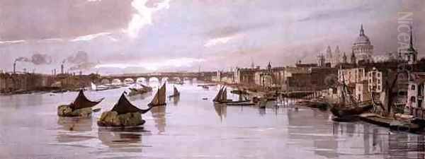 Blackfriars, from Southwark Bridge, from 'London As It Is', 1842 Oil Painting by Thomas Shotter Boys